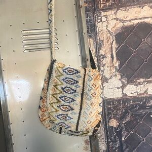 Bohemian Patterned Shoulder Bag. Velvet chenille